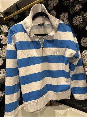 Rails Blue & White Striped Half-Zip Pullover